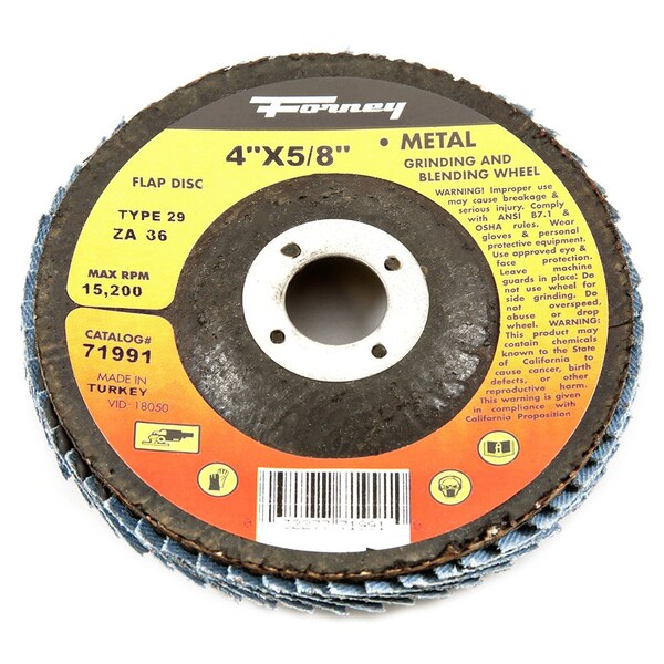 Forney Flap Disc, Type 29, 4 in x 5/8 in, ZA36 71991 - main